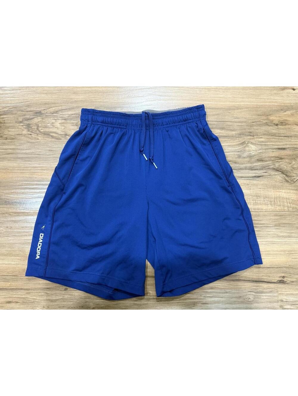 Diadora Men’s Blue Athletic Training Shorts  Small S Drawstring Gym Activewear